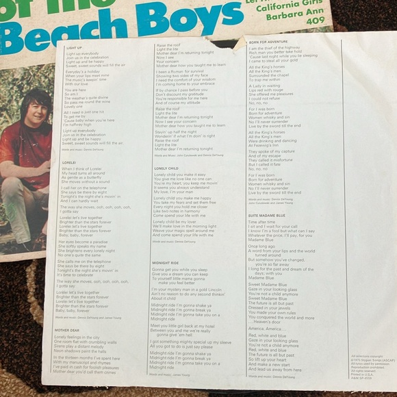 VINTAGE 1967 BEST OF THE BEACH BOYS VOLUME 2 STARLINE CAPITOL RECORDS -1975 STYX - Picture 10 of 10